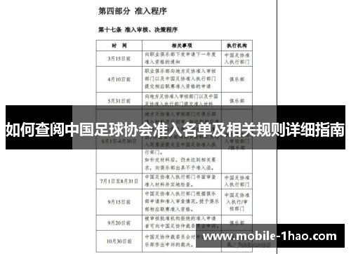 如何查阅中国足球协会准入名单及相关规则详细指南