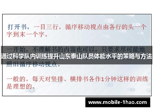 通过科学队内训练提升山东泰山队员体能水平的策略与方法