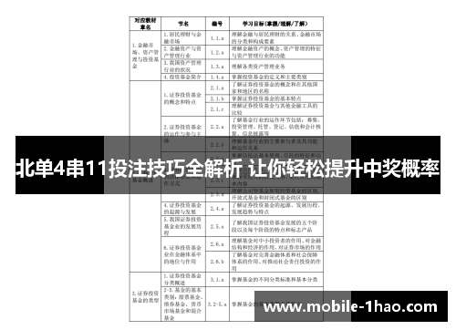 北单4串11投注技巧全解析 让你轻松提升中奖概率