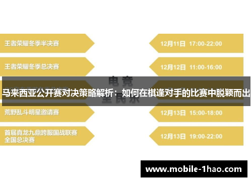马来西亚公开赛对决策略解析：如何在棋逢对手的比赛中脱颖而出