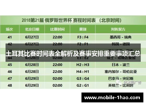 土耳其比赛时间表全解析及赛事安排重要事项汇总