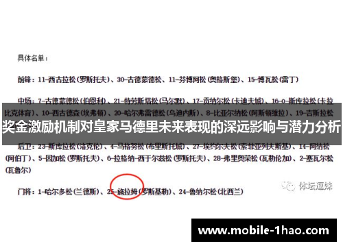 奖金激励机制对皇家马德里未来表现的深远影响与潜力分析