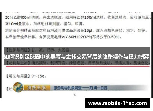 如何识别足球圈中的黑幕与金钱交易背后的隐秘操作与权力博弈