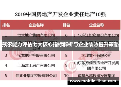 戴尔能力评估七大核心指标解析与企业绩效提升策略