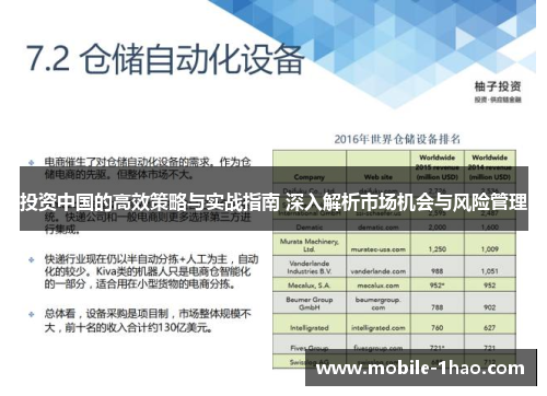 投资中国的高效策略与实战指南 深入解析市场机会与风险管理